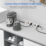 CCCEI Corner Mount Angle Power Strip, Under Cabinet Heavy Duty 8 Outlets Power Strip 20Amp, Metal Underneath Desk Plug Surge Protector, Wall Mountable, for Garage, Shop, Kitchen, 6FT Extension Cord. CCCEI
