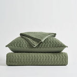 EVERGRACE Luxury Velvet Quilt Set King Size 3 Piece, Soft Cross-Stitch Velvet Comforter Set with Pillow Shams, Lightweight Coverlet Bedspread Bedding Set for All Seasons, Loden Green EVERGRACEHOME