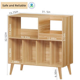 LELELINKY Large Record Player Stand, Turntable Stand with Storage, Vinyl Record Holder with Display Area, Record Player Table Holds Up to 300 Albums, Record Stand for Music room Living Room-Natural LELELINKY