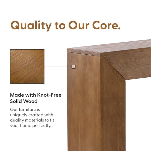 Plank+Beam Grand Console Table, 66 Inch Modern Solid Wood Sofa Table, Narrow Entryway Table for Hallway, Behind The Couch, Living Room, Foyer, Pecan Wirebrush Plank+Beam