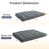 MAXYOYO 6" Futon Mattress Full Size, Tufted Futons Sofa Couch Bed with Twisted Rope Design Edging, Thick Corded Fabric Floor Mattress for Adults, Shredded Foam Filling (Frame Not Included), Dark Grey MAXYOYO