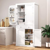 FIONESO 72” Pantry Cabinet, Kitchen Pantry Cabinet with 6 Doors Shelves and 1 Drawer, Tall Storage Cabinet, Cupboard with 4 Door for Kitchen, Dinging Room, Living Room, White FIONESO