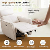 HAOMARKETS Electric Swivel Rocker Recliner Chair, Power Faux Leather Glider Rocking Recliners for Adults,360° Swivel Nursery Reclining Sofa with USB Charging Port, White