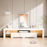 VINGLI LED TV Stand, 71'' Modern Entertainment Center with LED Lights and Storage for 65/70/75/85 Inch TV (White, 71'' x 14'' x 18'') VINGLI