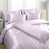 Ersmak 6 Pieces Satin Duvet Cover Full/Queen Size Luxury Silky Bedding Duvet Cover Set with 1 Soft Duvet Cover, 4 Queen Pillowcases and 1 Body Pillowcase, Lavender Ersmak