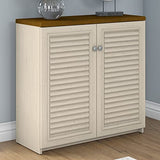 Bush Furniture Fairview Small Storage Cabinet with Doors, Antique White/Tea Maple (WC53296-03) Bush Business Furniture