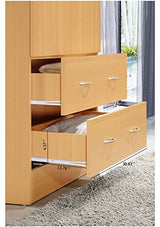 HODEDAH 2 Door Wood Wardrobe Bedroom Closet with Clothing Rod inside Cabinet and 2 Drawers for Storage, Beech Hodedah
