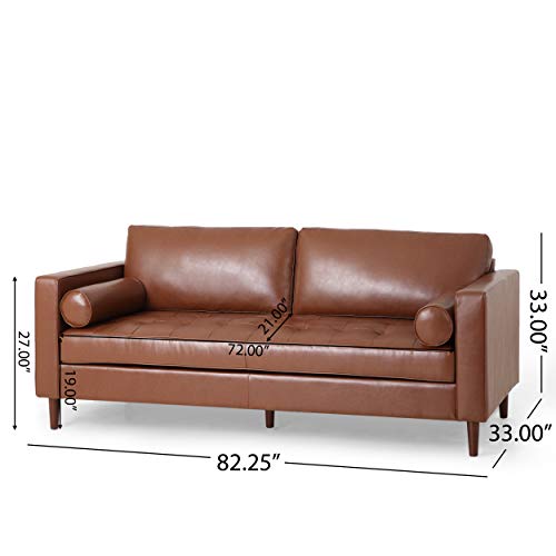 Christopher Knight Home Malinta Sofas, Cognac Brown + Espresso Christopher Knight Home