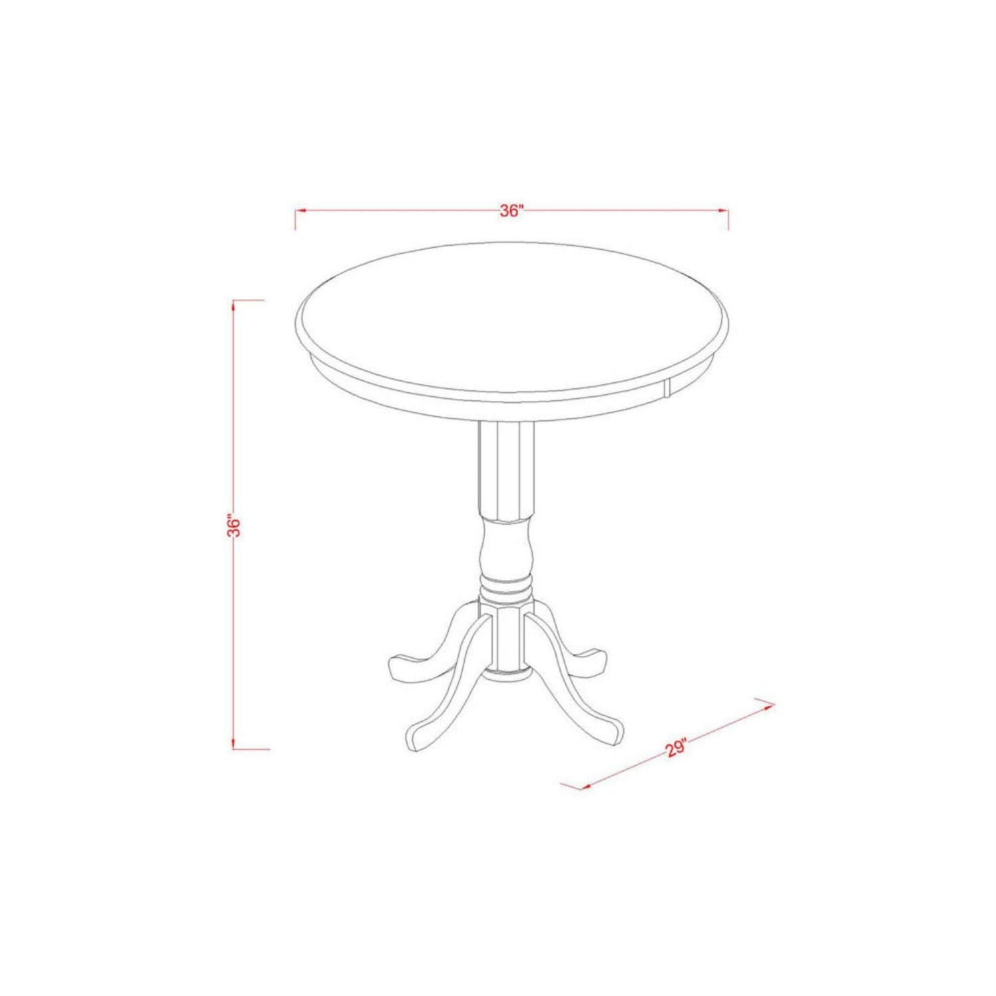 East West Furniture JAKE3-WHI-W 3 Piece Counter Height Dining Set for Small Spaces Contains a Round Wooden Table with Pedestal and 2 Kitchen Chairs, 36x36 Inch, Buttermilk & Cherry - WoodArtSupply