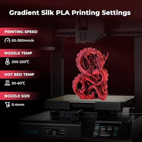 AMOLEN Silk PLA 3D Printer Filament, Silk Dual Color Red Black PLA Filament 1.75mm, Shiny Coextrusion PLA Filament, Color Change 3D Printing Filament 1KG/2.2lb AMOLEN