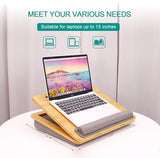 Laptop Desk, Angle Adjustable Lap Desk with Cushion, COIWAI Laptop Stand with Tablet Phone Holder, Portable Table Bed Tray, Bamboo Lapdesk for Laptop, Home Office Couch Notebook Book Bamboo COIWAI
