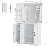 IRONCK Kitchen Pantry Storage Cabinet, Modern Food Pantries with 12 Shelves, 2 Door Racks, Adjustable Shelves, Freestanding Cupboard for Kitchen, Dining Room, White IRONCK