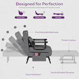TYBOATLE Sleep Chair Bed, Comfy Convertible Sleeper Chairs for Adults, 5 in 1 Folding Sofa Bed with Adjustable Backrest & Side Pockets & Pillow, Cozy Small Couch for Small Spaces, Office (Dark Grey) TYBOATLE