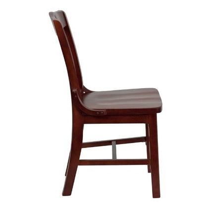 Flash Furniture Hercules Series School House Back Wood Restaurant Chair, Classic Armless Dining Chair for Restaurants/Kitchens, Mahogany Wood Finish - WoodArtSupply