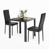 Gizoon 3 Piece Glass Dining Table Set, Kitchen and Chairs for 2, PU Leather Modern Room Sets for Home, Kitchen, Living Room Gizoon