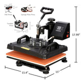 SUPER DEAL 5 in 1 Heat Press Machine, 12" x 15" 360-degree Rotation Quality Industrial Digital Heat Transfer Machine Combo for Hat Mug Plate Cap T-Shirt 110V, Black SUPER DEAL