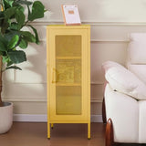 Slim Metal Storage Cabinet with Mesh Doors - 42'' Tall Narrow Organizer Tower, Compact Freestanding Cabinet, Versatile Utility Storage for Home, Office, Kitchen, Living Room, Durable and Modern Design ALBAD