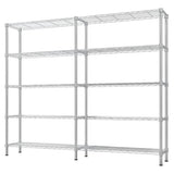 L Shaped Adjustable Storage Shelves, 57.87x13.78x70.87in Adjustable 5 Tier Wire Shelving Unit, Heavy Duty Garage Corner Shelf, Metal Standing Shelf Units, Pantry Shelf for Corner Laundry Closet SESAISHEIR