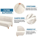 H.VERSAILTEX Real Futon Cover Armless Sofa Covers Sofa Bed Covers Stretch Futon Couch Cover Sofa Slipcover Furniture Protector Thick Soft Fabric Form Fitted Stay in Place, Ivory H.VERSAILTEX