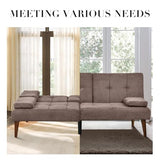 COLAMY Futon Sofa Bed-Fabric Small Couch, Convertible Sofa Bed with 2 Cup Holders, Removable Soft Armrest, Adjustable Backrest for Dorm/Bedroom/College COLAMY