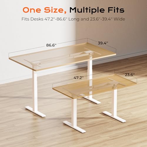 Huuger Dual Motor Electric Standing Desk Frame, Sit Stand up Desk Leg for 47.2” to 86.6” Desktop, Computer Desk Leg with Cable Tray, 3 Memory Height Presets, 2 Hooks, White Frame Only Huuger