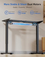 Xyndyx 264 lbs Capacity Dual Motor Electric Standing Desk Frame, Height Adjustable Sit Stand up Desk Legs for 39.4” to 74.8” Desktop, Anti-Collision Function, Cable Tray, 2 Hooks, Black Frame Only Xyndyx