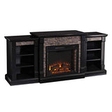 Gallatin Faux Stone Electric Fireplace w/ Bookcases Furniture HotSpot