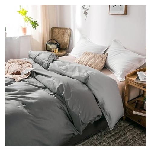 YUSIWOAL Fashion Duvet Cover Sets Cotton Gray Quilt Cover Single Double Queen Bedding Sets 4pcs Pillowcase Boys Solid Comforter Cover Sets,Summer Duvet Cover sets(Queen) YUSIWOAL
