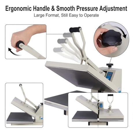 16x32 Large Format Manual Heat Press Machine 110V 2600W, Heavy-Duty Professional High Pressure Heat Transfer for T-Shirts Mouse Pads License Plates, Sublimation, Htv, and More (Grey) Impels
