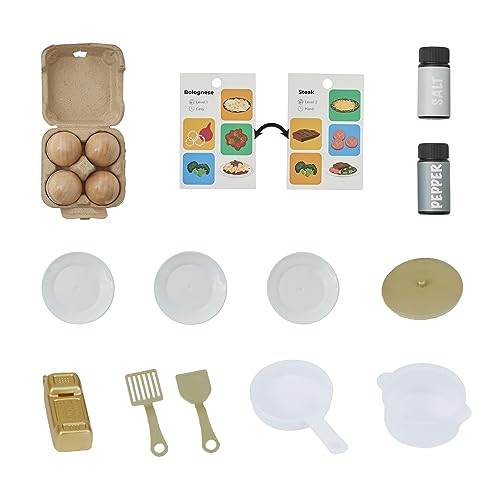 Teamson Kids Little Chef Memphis Small Wooden Play Kitchen with Interactive, Realistic Features, and 16 Kitchen Accessories - for 3yrs and up, Pretend Play House, Restaurant - Gray/Gold/Faux Marble Teamson Kids