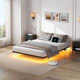 YORMDMO Floating Bed Frame Full Size, Heavy Duty Bedframe with Smart LED Lights & Charging Station, Modern Metal Platform Bed, Easy Assembly No Box Spring Needed, 8 Inch YORMDMO