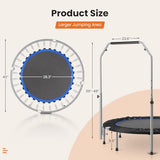 Sweetcrispy 40" in/48 in Mini Fitness Trampoline - 330LBS Foldable Exercise Rebounder with Adjustable Handle, Stable and Quiet, for Adults Indoor/Outdoor Workout Sweetcrispy