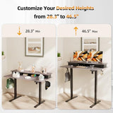 JOY worker Height Adjustable Electric Standing Desk with Storage Shelves, 48 Inch Table with Built-in Monitor Stand, Sit Stand Desk with 2 Hooks for Home Office, Grey Desktop & Black Frame JOY worker