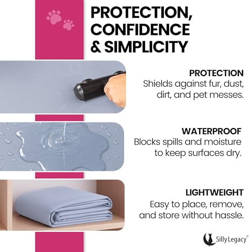 SILLY LEGACY Thin Reversible Waterproof Protective Bed Cover (King Size, 100 x 96 inch), for Pets, Babies; Incontinence, Dirt, Drool SILLY LEGACY