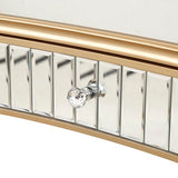 SSLine Mirror Console Table for Living Room 47" Half-Moon Mirrored Entryway Table with Fluted Glass & Crystal Knob Drawer Modern Luxury Gold Silver Mirror Foyer Tables for Hallway Entrance SSLine