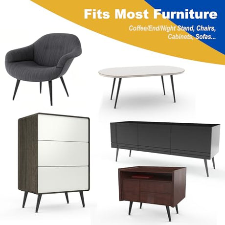 SunVFaFa 6 Inch Furniture Legs Heavy Duty, Replacement Cabinet Legs for Furniture Set of 4, Mid Century Modern Metal Short Dresser Feet for Cube Storage Futon Nightstand Ottoman, Satin Black SunVFaFa