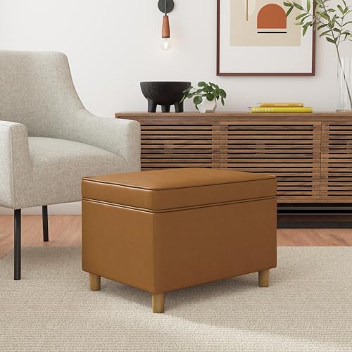 HomePop - Dinah 24" Storage Ottoman- Carmel Faux Leather