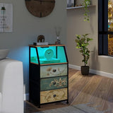 Tohomeor Dresser with Fabric Drawers Nightstand with 2 Tier Shelf Storage Tower for Bedroom Hallway Entryway Closet Organizer Sofa Beside Table Furniture (Multi, 3 Drawers) Tohomeor