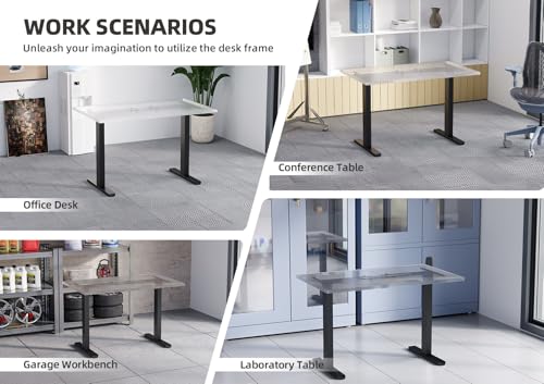 Claiks Dual Motor Standing Desk Frame, Electric Stand Up Desk Legs Frame Workstation Up to 63",T-Shaped Adjustable Standing Computer Desk for Home and Office, (Black Frame only) Claiks