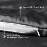 CUDDLE DREAMS Lightweight Silk Filled Comforter for Summer, Detachable Tencel Duvet Cover for Easy Care, Naturally Breathable (Steel Gray, Twin) CUDDLE DREAMS