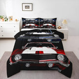 Classic Race Car Comforter Set - Retro Vehicles Theme Bedding with 1 Comforter and 1 Pillow Case - Twin Size Erosebridal