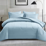 Maple&Stone Full Size Comforter Sets 7 Pieces Bed in a Bag - Down Alternative Bed Set with Comforter, Sheets, Pillowcases & Shams, All Season Lightweight Bedding Set, Light Blue Maple&Stone