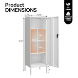 Steehoom Metal Cabinet with Lock Steel Storage Locker Lockable 4 Tier Bathroom Cabinet Changing Room Employee Locker for Home, Office, School, Gym, Garage (White, 15.75" D x 15.75" W x 49.21" H) Steehoom