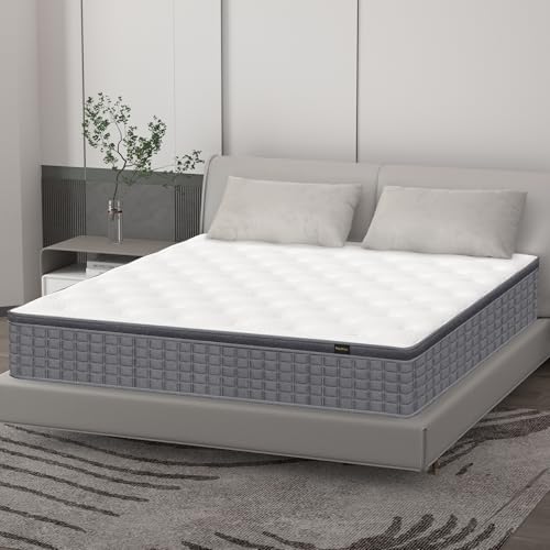 MICOOLS Twin Mattress,14 inch Hybrid Mattress in a Box Memory Foam Breathable Comfortable,Motion Isolation Individually Wrapped Coils,Euro Top Medium Firm Twin Size Mattress