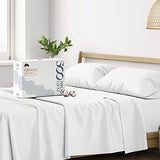 Mayfair Linen 100% Cotton Striped Sheets King Size Bed Set - 500 Thread Count Damask Sheets King Size 4 PC Set (White Stripe), Soft, Cooling, Sateen Weave Hotel-Quality 16" Deep Pocket Bedsheet Mayfair Linen