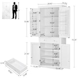 FIONESO 72” Pantry Cabinet, Kitchen Pantry Cabinet with 6 Doors Shelves and 1 Drawer, Tall Storage Cabinet, Cupboard with 4 Door for Kitchen, Dinging Room, Living Room, White FIONESO