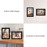 4x6 Picture Frame Set of 5, Wood Photo Frames for 4x6 Pictures Wall Gallery Black 4x6 Frames Tabletop or Wall Mount Display for Prints, Photos, Paintings, Landscape and Kids Artwork (Black) HappyHapi