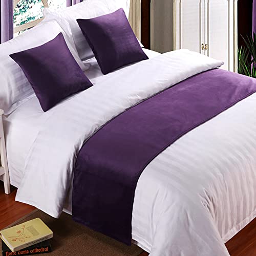 DAYDAY helper Bed Runner Single Soft Velvet Decor Bedding Cover Purple Luxury Bedspread Bed Runner for Foot of Bed Bed Scarf Bed End Towel for Hotel Bedroom Wedding Room, 180x50cm DAYDAY helper