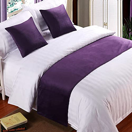 DAYDAY helper Bed Runner Single Soft Velvet Decor Bedding Cover Purple Luxury Bedspread Bed Runner for Foot of Bed Bed Scarf Bed End Towel for Hotel Bedroom Wedding Room, 180x50cm DAYDAY helper