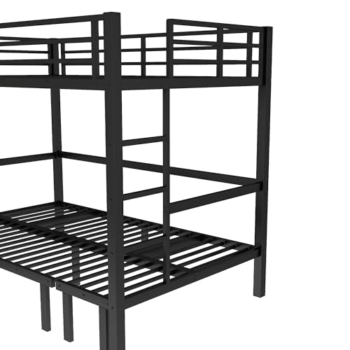 Bellemave Twin XL Over Twin XL Futon bunk Bed, Lower bunk can be Pulled Out in Three Sections, Loft Bed with Sofa for Teens, Adults, Bedroom, Black Bellemave